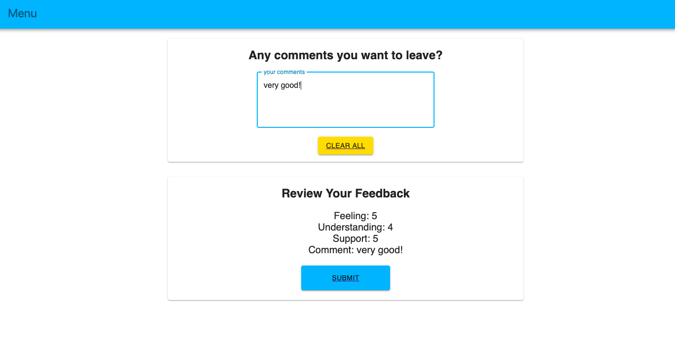 feedback form